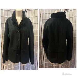 Jones NY Sport, Woman, Jacket, Gray,Sz XL,Butons,Long Sleeves, fake fur collar.!